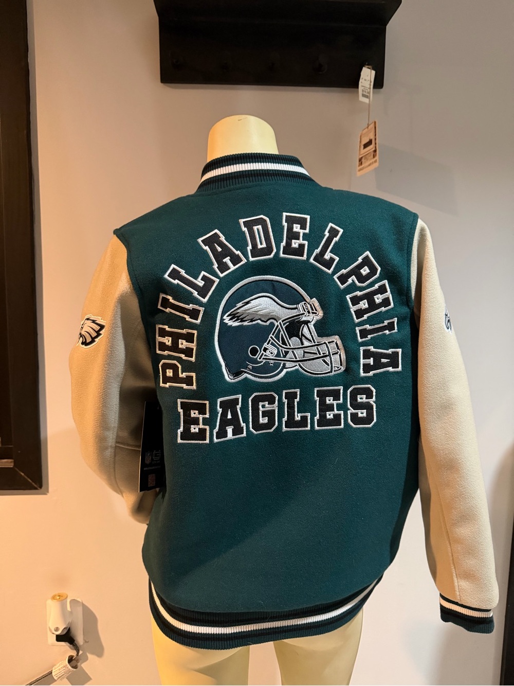 Philadelphia Eagles Green & Cream Varsity Jacket